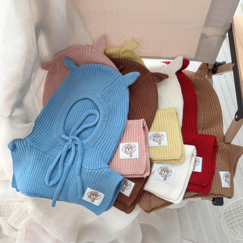 Зимний детский набор балаклавы «Все в одном» вязаная шапка и шарф с защитой ушей, рождественский подарок для мальчиков, девочек, унисекс, термошапка