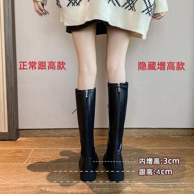 Высокие сапоги для женщин, но выше колена Новые осенне-зимние сапоги-рыцари на платформе Маленькие бархатные эластичные тонкие сапоги