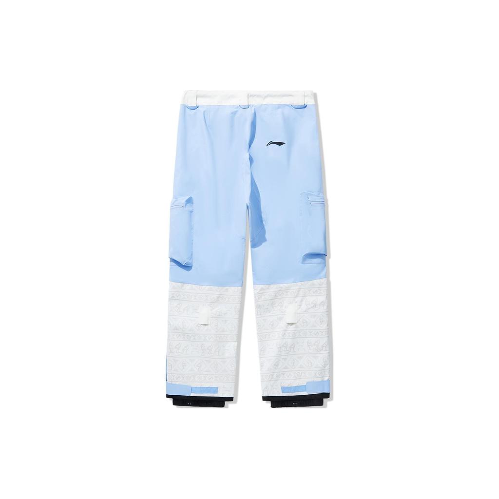 Свободные водонепроницаемые брюки-карго для горнолыжного спорта Li Ning Ski Series, унисекс, синие, белые, AHXT015-4