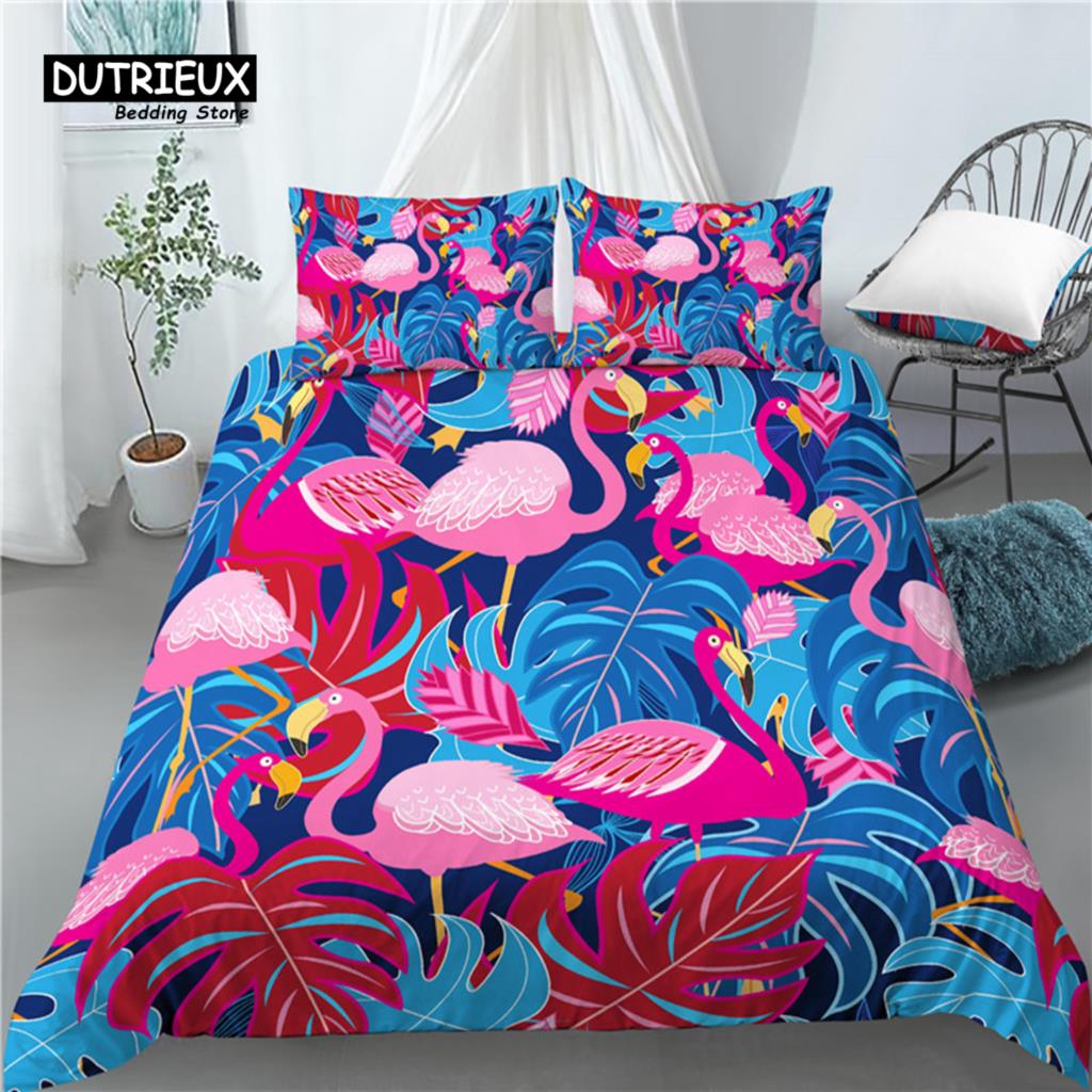 Роскошные комплекты постельного белья с принтом 3D фламинго, удобные пододеяльники и наволочки в размерах ЕС/США/Австралия