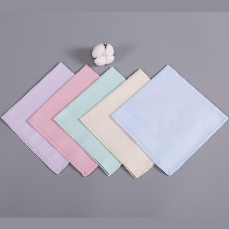 5Pcs/set 40x40cm Solid Color Cotton Women Pocket Squares Handkerchiefs Soft Suit Sweat Hankies Party Gift