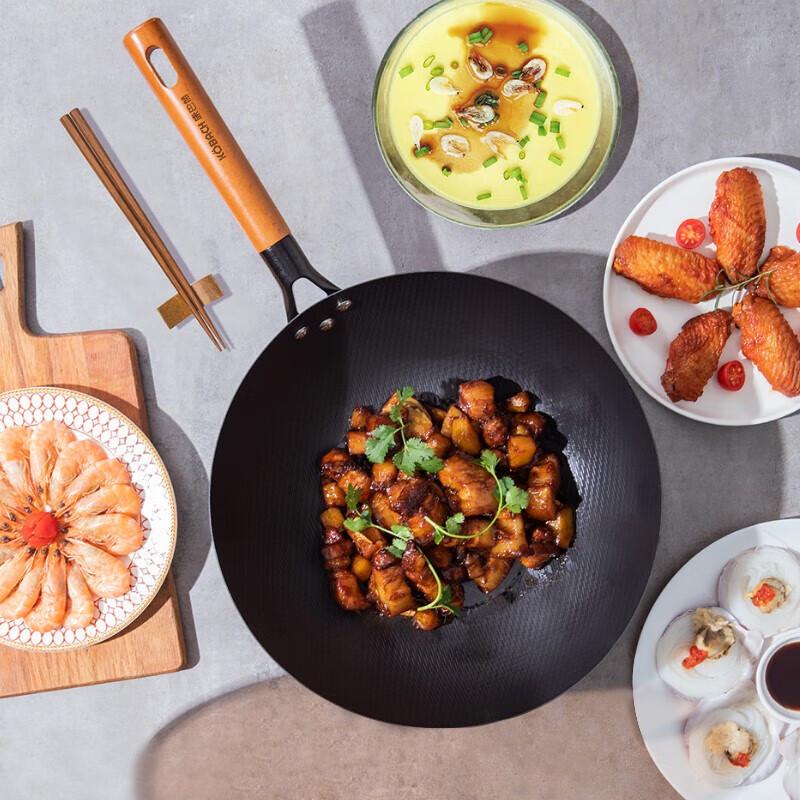 Kangbach 32cm Non-Coated Refined Iron Flat-Bottom Wok