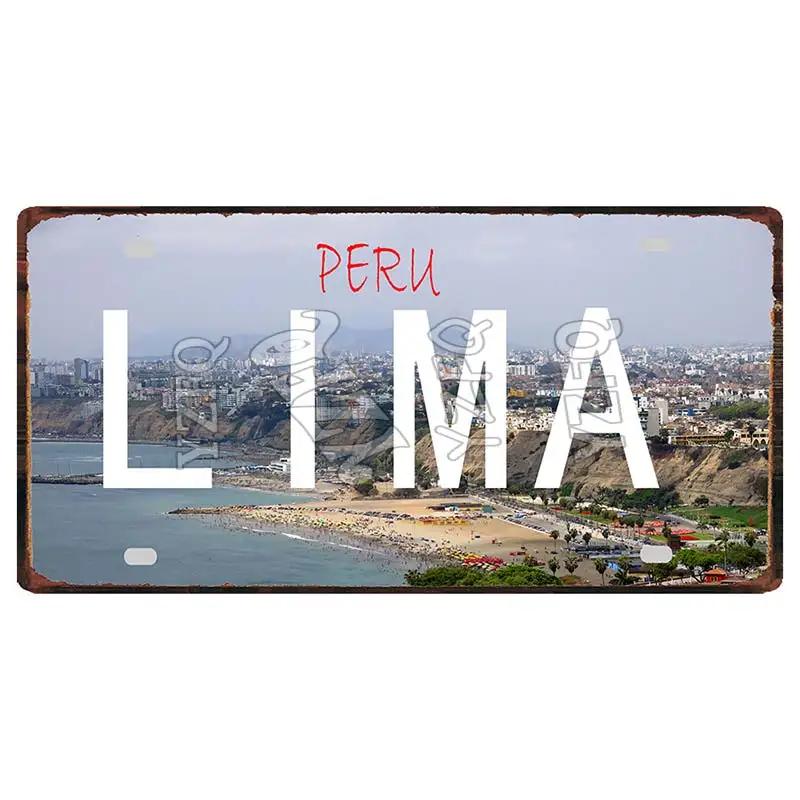 Lima Cusco Vintage Travel Metal Signs Licence Plate Poster Decorative For Club Wall Art Home Decor 30X15CM DC-1033A
