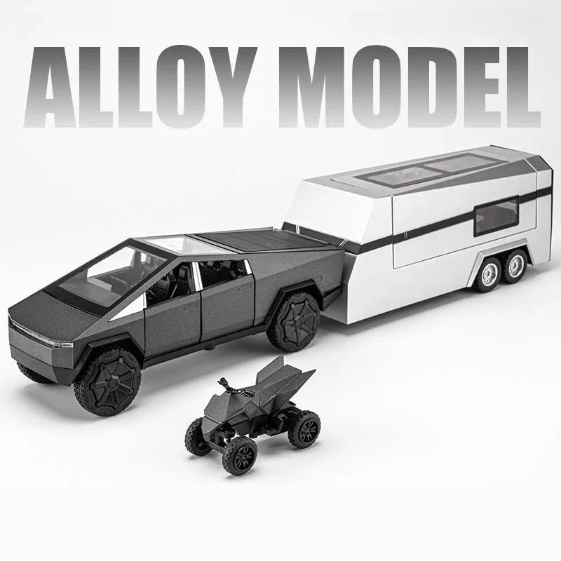 1/32 Tesla Cybertruck Pickup Model S Model X Model Y Toy Car Diecast Metal Off Road Collection Pull Back Sound Light Gift Boy