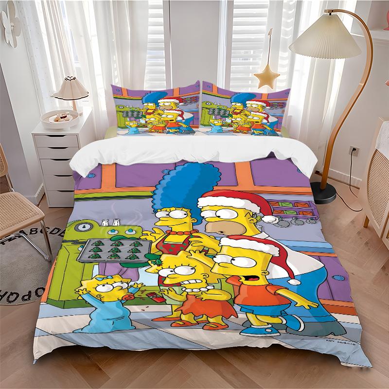 3Pcs Simpsons Family Christmas Bedding Sets For All Sizes New 3D Printed Bed Cover Comforter Duvet Cover Pillowcase Bedroom Decoration