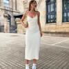 Elegant Sleeveless Long Dresses Y2K Summer Backless Slim Low-cut Women's Dress Fashion Solid Knit Streetwear Club Robe
