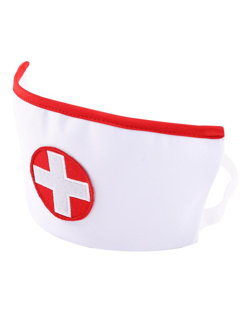 Women's Nurse Cosplay Costume Uniform Short Sleeve Dress with Headband and Belt Halloween Outfit