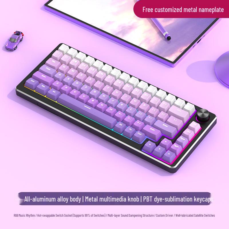 83-клавишная алюминиевая RGB проводная кастомная механическая клавиатура для игр и офиса