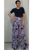 Женские стильные брюки больших размеров с эластичной резинкой на талии, широкие брюки с сиреневым рисунком и юбка