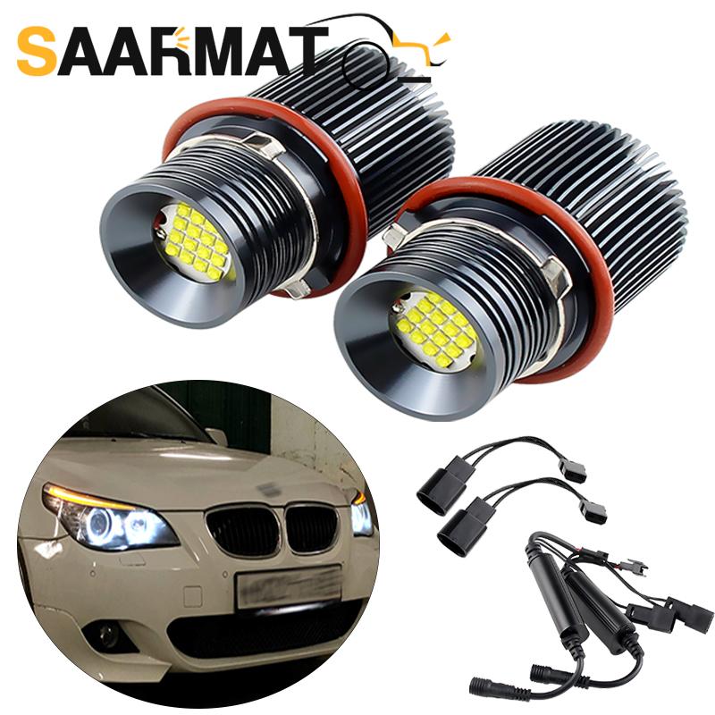2pcs 160W For BMW E39 E53 E60 E61 E64 E65E66,E87 04-07, LED Angel Eye Halo Ring Marker Side Light White LED Bulb Car Headlight.