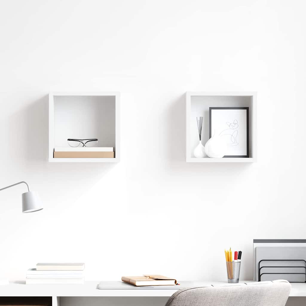 Cube Shelves Set 2 pcs White 26 x 15 x 26 cm