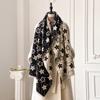 Luxury Women Two-Sided Print Scarf Soft Warm Pashmina Flower Shawl Winter Outdoor Coldproof Windproof Blanket Scarf