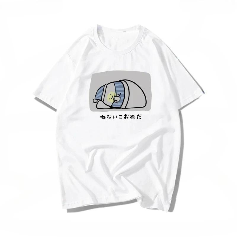 Футболка с принтом японских иероглифов Хипстерская уличная одежда Смешной слоган Я опоздал на работу Футболка Юмор Винтажная эстетичная одежда