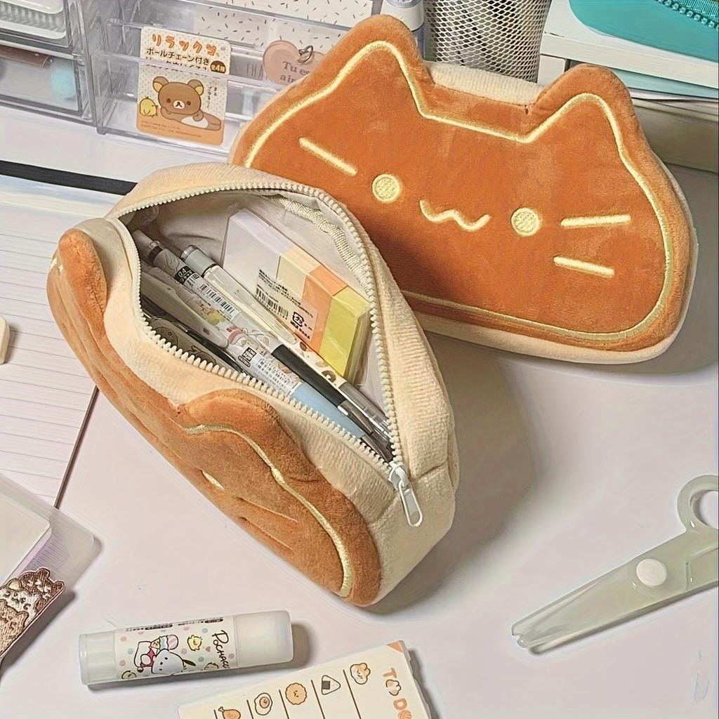Caramel Cat Plush Pencil Case - Large Capacity, Perfect Birthday Gift for Elementary & Middle School Students