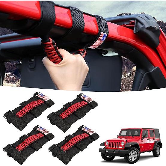 GAIZON 4 шт. Ручки для захвата Паракорд Дуга безопасности Для Jeep Wrangler Аксессуары CJ YJ TJ JL JK LJ JLU JKU Sahara Freedom Rubicon, Gladiator JT 1955-