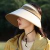 Fashion Color Matching Outdoor Travel Sunscreen Hat Women'S Travel Uv Protection Empty Top Hat Outdoor Big Brim Sun Hat