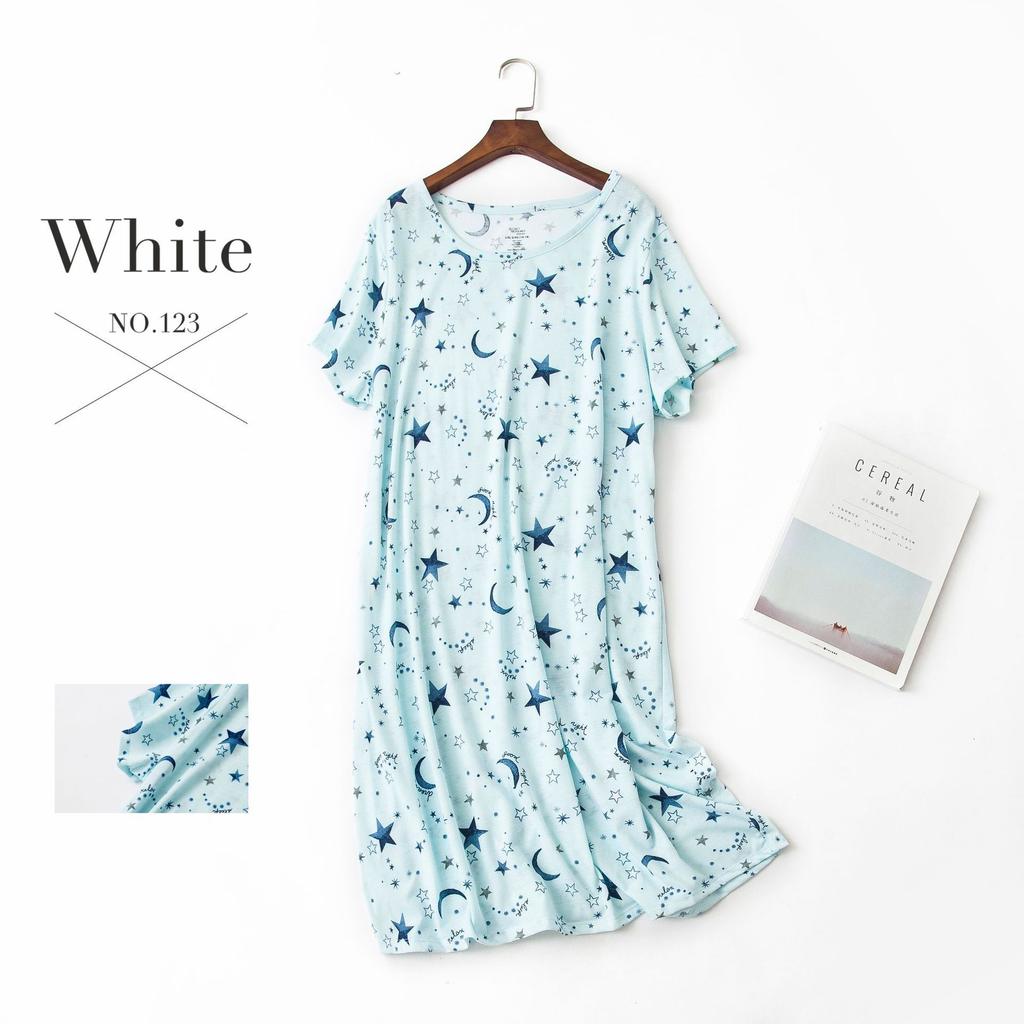 Plus Size Summer Women Nightdress Short Sleeve Cute Cartoon Sleepwear Sweet O Neck Nightgowns Pyjamas Lady's Cotton Sleepdress