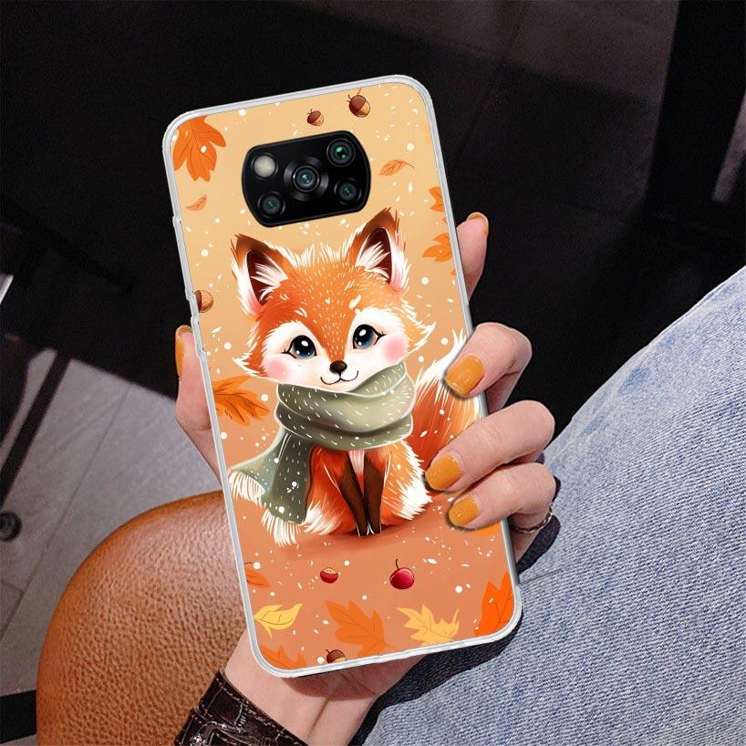 Чехол для телефона Animal Fox для Xiaomi Poco X5 X6 X7 Pro X4 Gt F7 Ultra M8 M7 Redmi 15C 15 13C 13 12C 12 Уникальный чехол Coque Poco X7 X6
