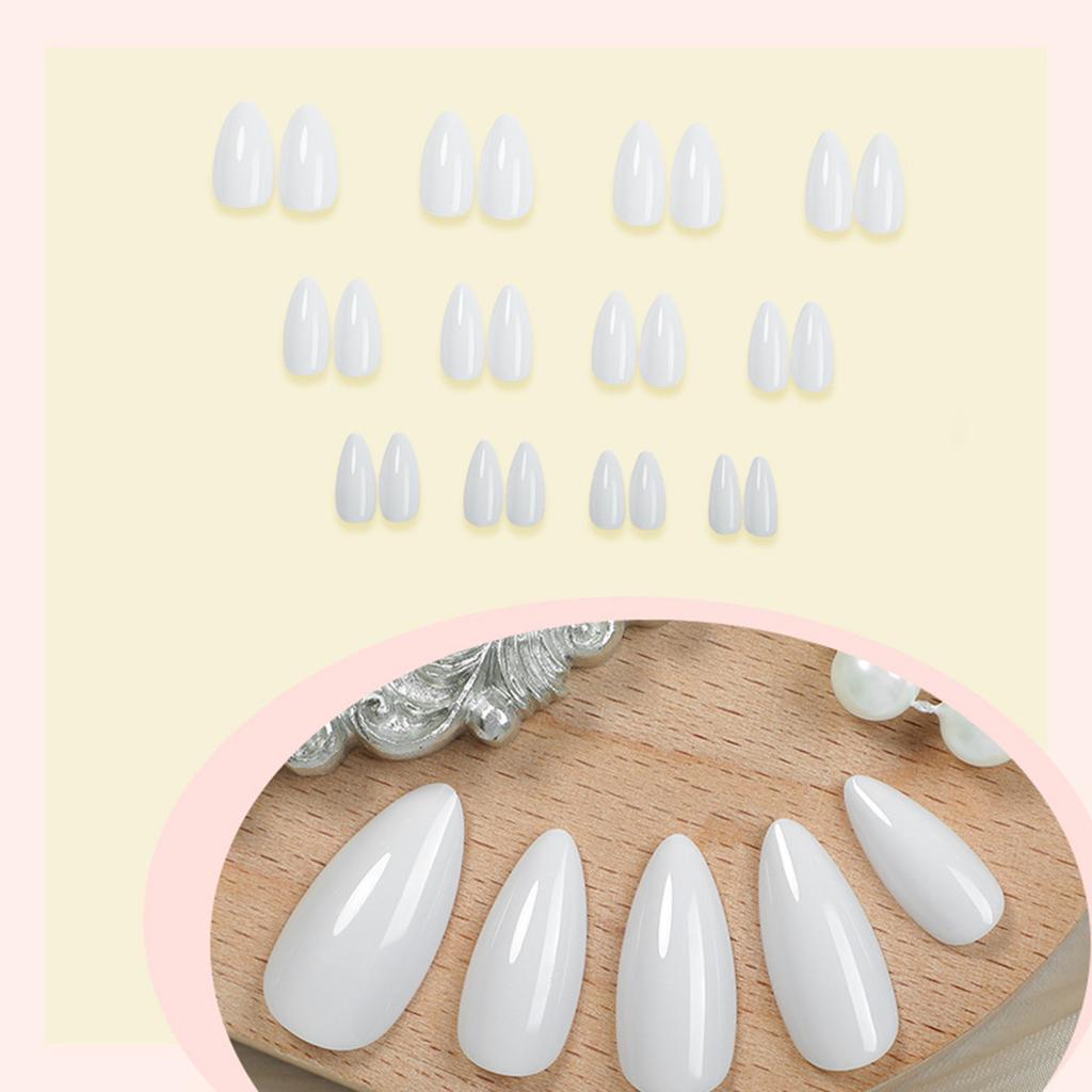 Solid Glossy Milky White Fake Nails Natural-looking Easy to Take on and Apply for Shopping Traveling Dating
