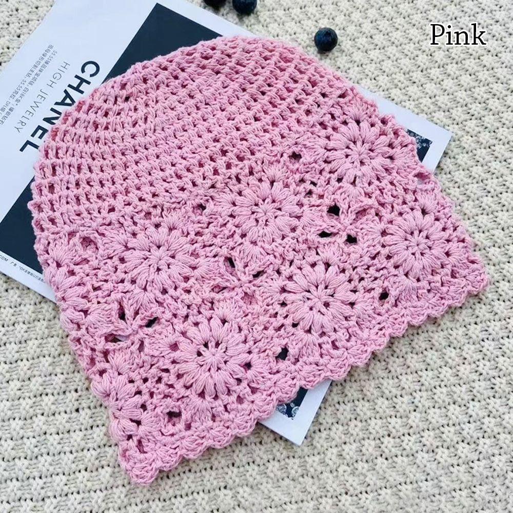 Выдолбленная вязаная шапка с цветами, солнцезащитный козырек, дышащая женская шапка с черепами