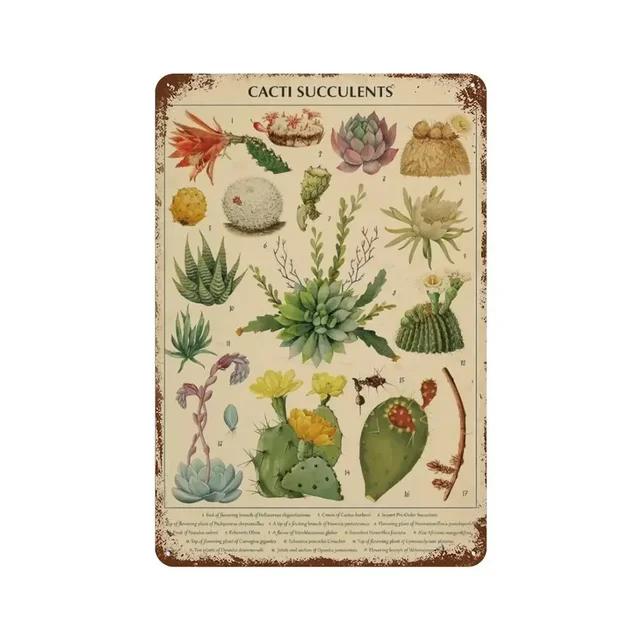 Vintage Butterfly Insect Plant Collection Chart Metal Tin Sign Retro Aesthetic Art Decor for Living Room Wall Home Decor Poster