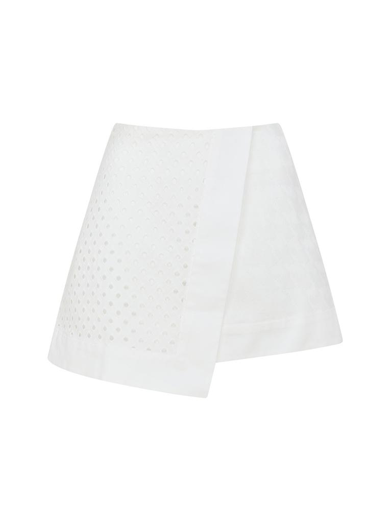 I Jeno Ri White Wrap Asymmetrical Skirt