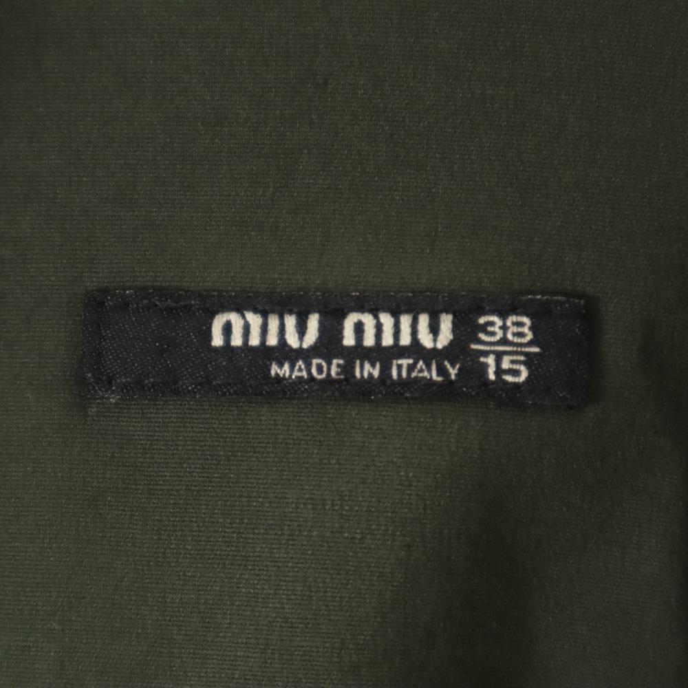 MIUMIU Сделано в Италии Рубашка с длинным рукавом на пуговицах 38/15 хаки Мужская Б/у