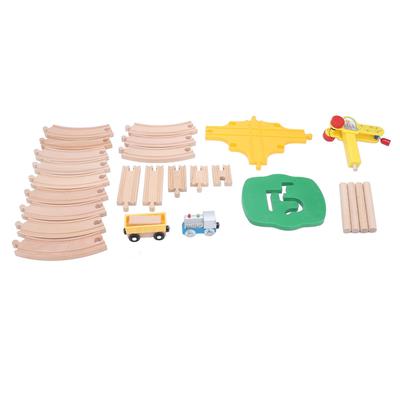 Башенный кран Деревянный набор железнодорожных путей с прямыми изогнутыми путями Строительные блоки Деревянный набор железных дорог Ex