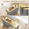 Kitchen Island With Wheels Extendable Countertop 4 Doors Adjustable Shelves Spice Rack And Towel Holder Gray