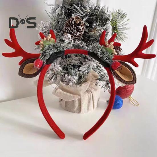 Реалистичная повязка на голову с оленьими рогами для взрослых и детей, мягкая ткань, прочная конструкция, рождественский обруч для волос с оленем