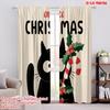 2pcs,2D Plane Printing Minimalist Curtains Christmas Cat Versatile Durable Polyester (without Rod) Decorations Inside Perfect
