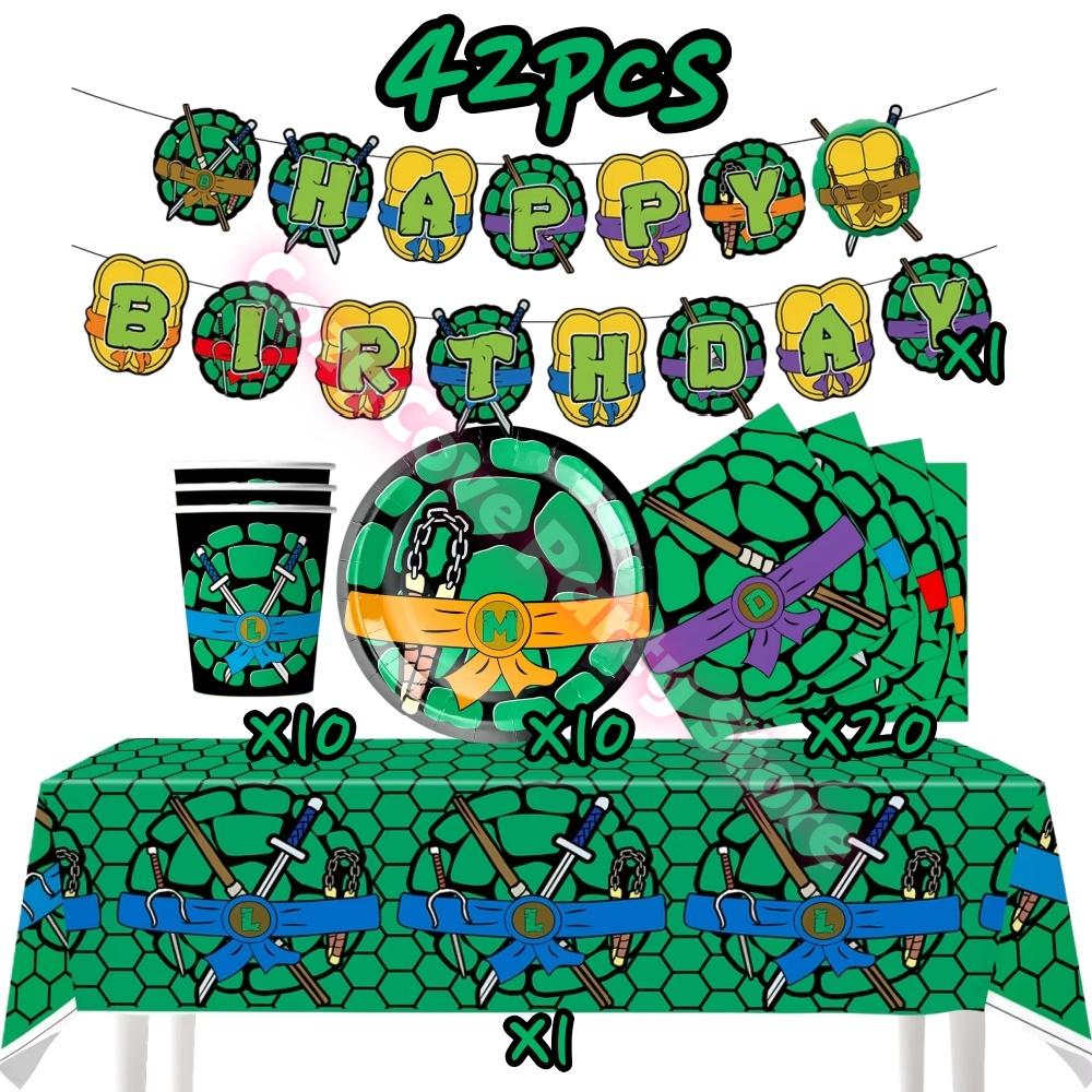 Cartoon Turtles Birthday Party Decoration Favors Cups Plates Stickers Bunting Flag Balloons For Kids Favors Baby Shower Supplies