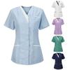 Nurse Uniform Scrubs Tops Women V-neck Short Sleeve Pockets Overalls Unims