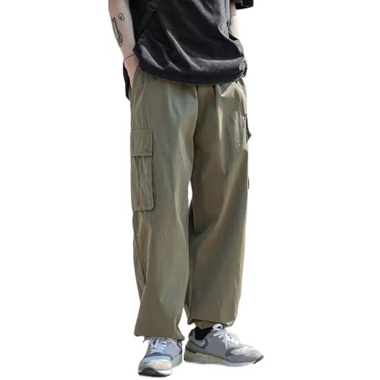 Повседневная одежда, мужские брюки-карго с завязками на щиколотке, модные широкие брюки с несколькими карманами