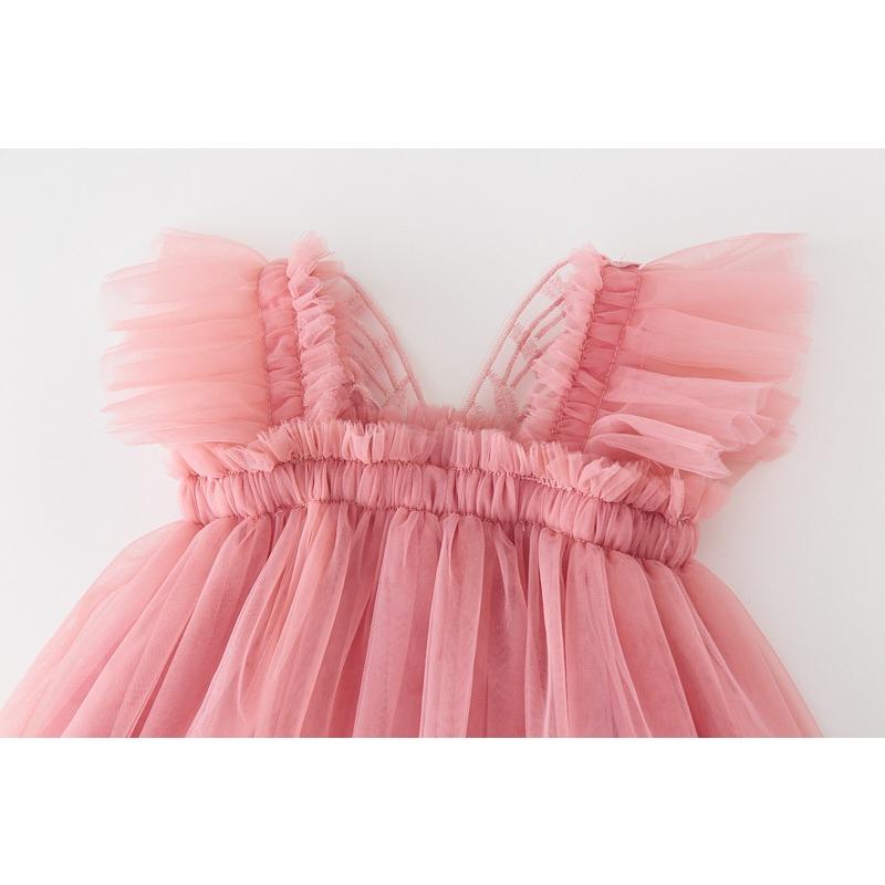 Новое детское газовое платье с крыльями бабочки, платье принцессы, платье-комбинация с рукавами-крылышками для девочек, детское платье в стиле помпадур, платье