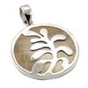[Q7559] - Artisan Silver Pendant 'Wisdom' Aged Silver Mother-of-pearl - 30x30 Mm