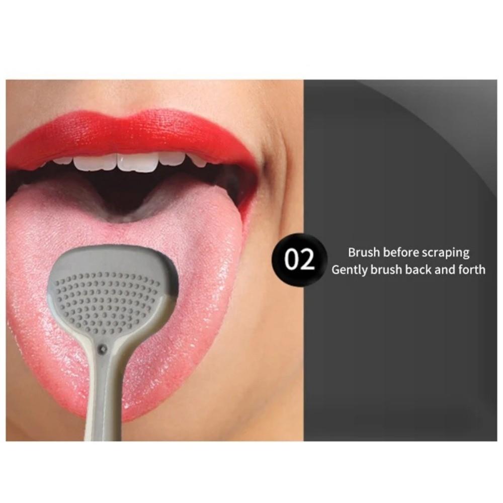 Triple Effect Tongue Scraper Brush Reusable Oral Cleaning Brush Fresh Breath Silicone Oral Cleaner Tools Halitosis Clean