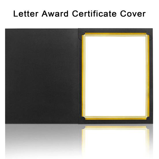 10 Pcs Black Certificate Holders Diploma Covers for 12.6 X 9.45 Inch Paper Gold Foil Border Cardstock Award Graduation