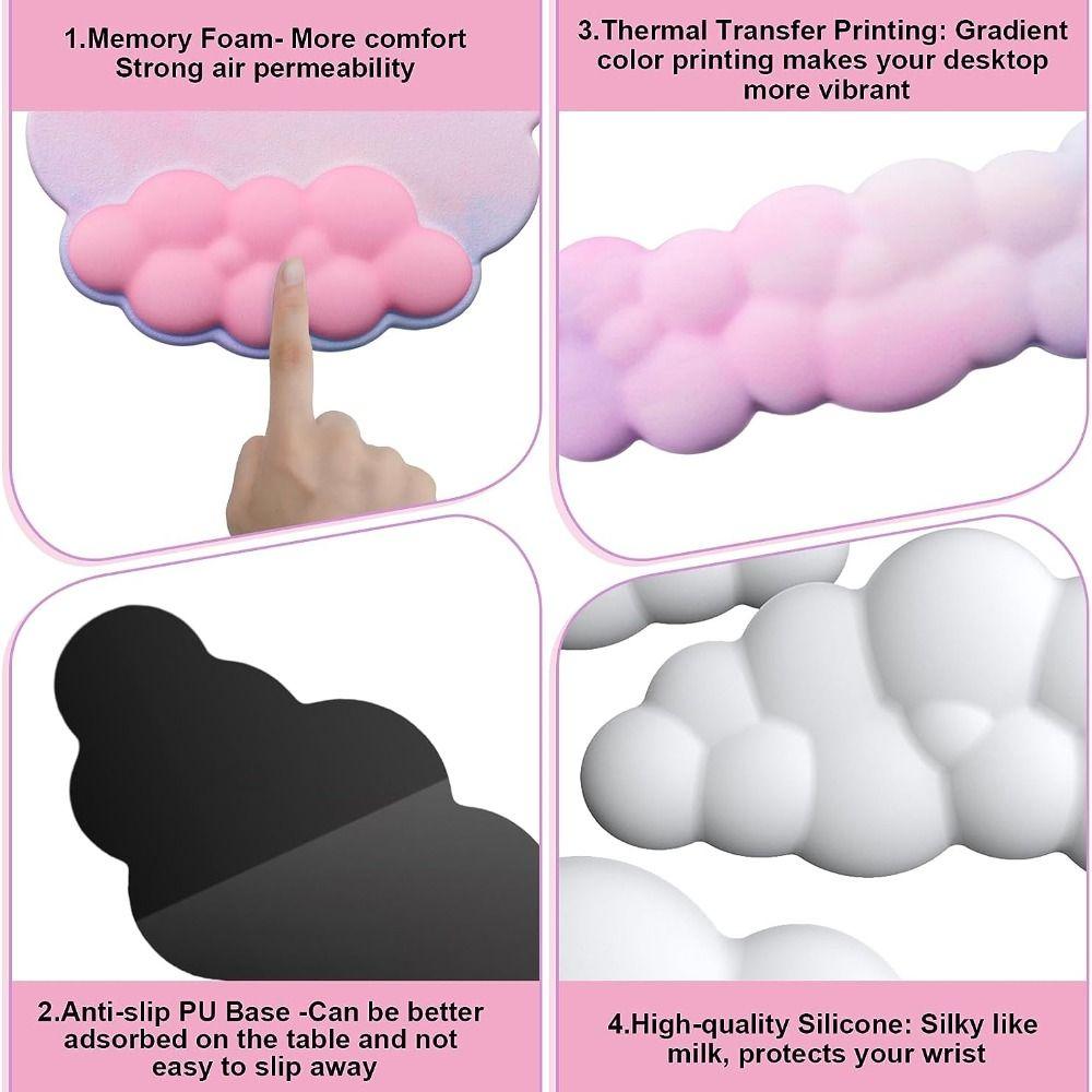 Soft Keyboard Mouse Pad Non-Slip Memory Foam Cloud Shape Wrist Support