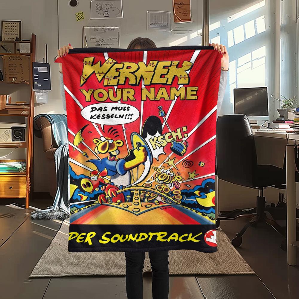 1PC Custom Name Werner Comic Patterned Flannel Blanket Suitable For All Seasons for Home Decor Warmth and Comfort Gifts Holiday Present_xia