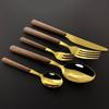 5Pcs Cutlery Set Western Stainless Steel Tableware Wooden Handle Dinnerware Knives Fork Spoons Silverware Kitchen Flatware Set