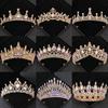 Gold AB Crystal Tiaras And Crowns Rhinestone Prom Diadem Crown For Women Bridal Wedding Hair Accessories Jewelry Crown Tiara
