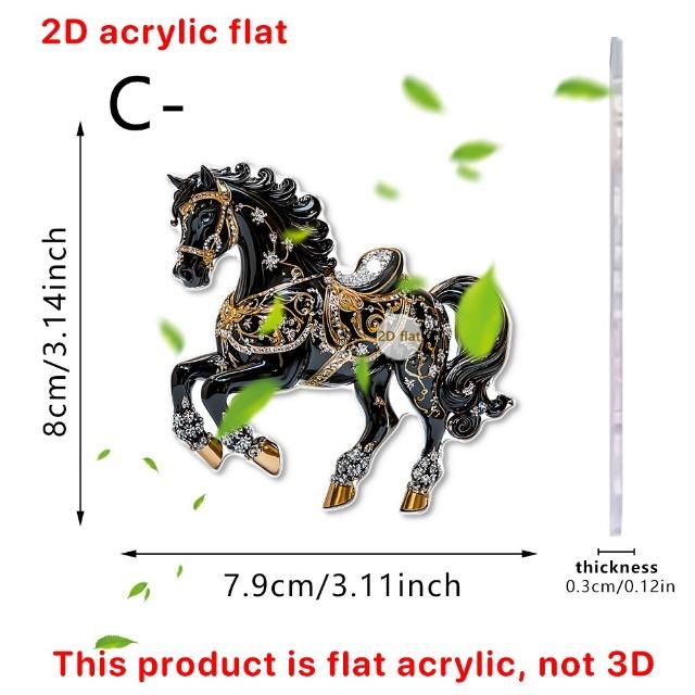 Акриловый брелок для ключей в виде лошади и подвесной декор - Золотистый/Эбеновый, мультяшный стиль, украшение для автомобиля, рюкзака, дома, подарок на фестиваль