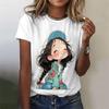 Summer Round Neck 3D Anime Girl Printed Top Fashionable Casual Short Sleeved Women's T-shirts