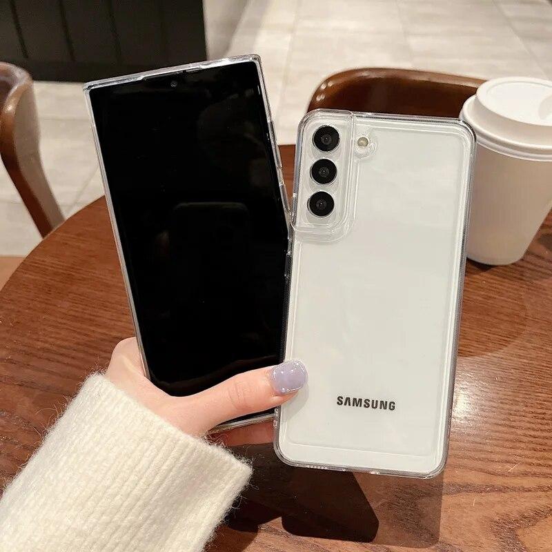 Прозрачный чехол для Samsung Galaxy S21 S25 S22 Plus S23 FE S24 Ultra A54 A34 A55 A35 A25 A24 A15 A14 A05 A53 A13 A23 A51 A52 M54 M53 M55 силиконовый чехол