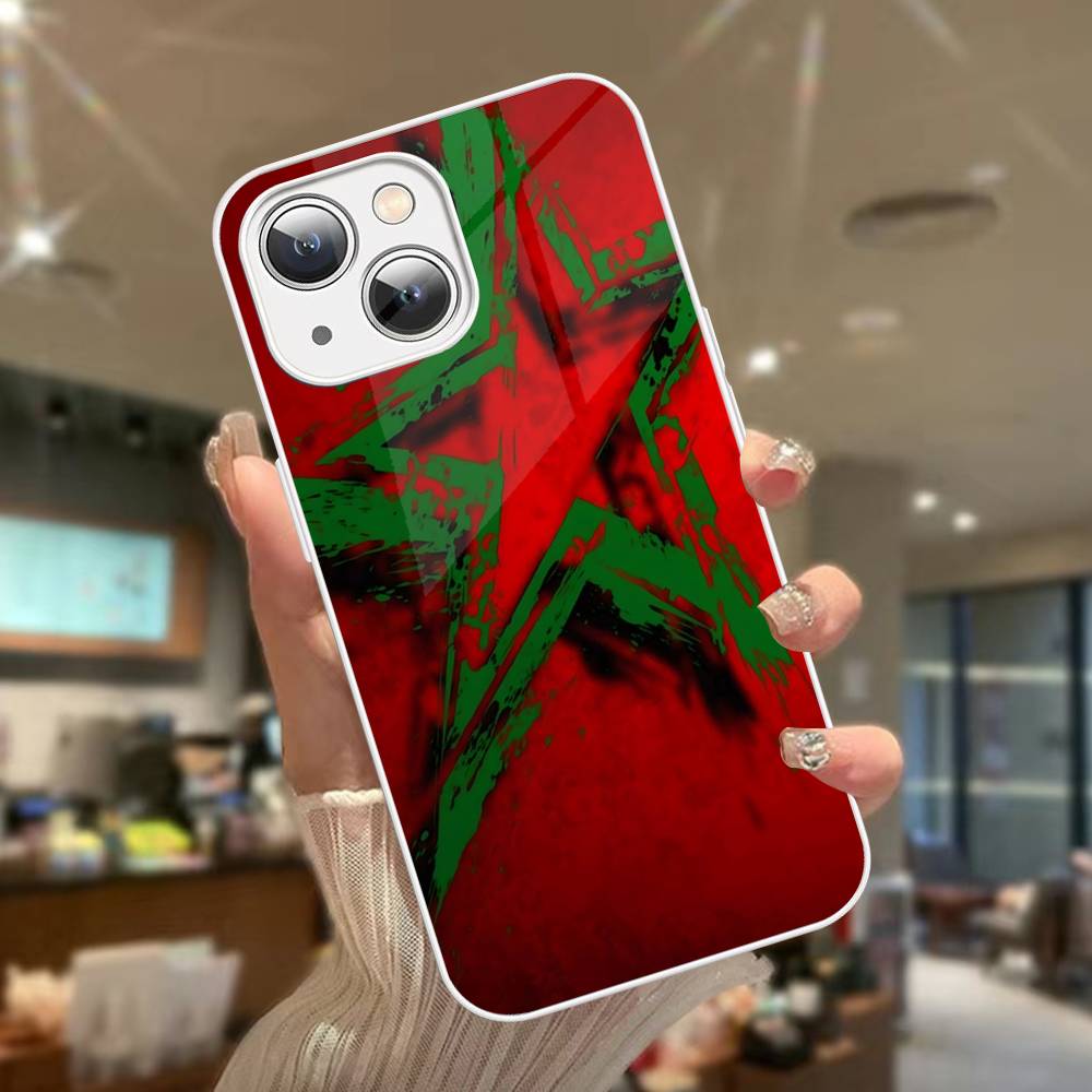 M-Флаг Марокко Для IPhone 14 13 12 Mini 11 Pro XS Max X XR 14 Plus Закаленное Стекло Чехол