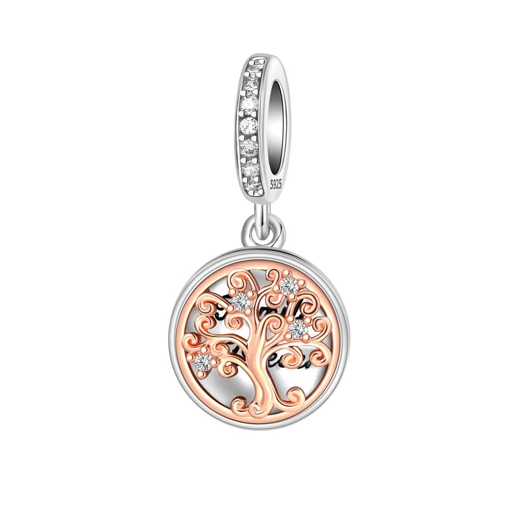 Silve Rose Gold Tree Of Life Butterfly Series Charm Fit 4Mm Aperture Bracelet Charm Bead Necklace Diy Women Jewelry