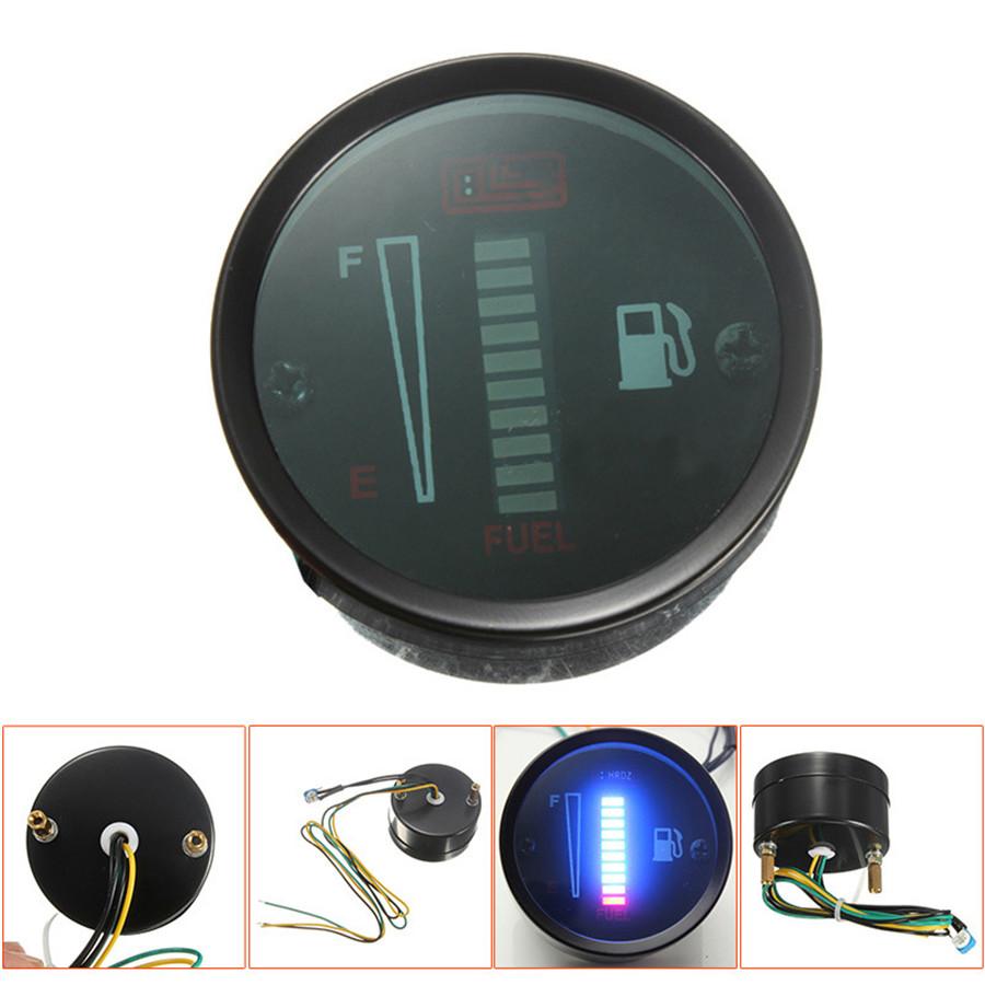 12V 52mm Car Motorcycle 10LED Fuel Level Meter Gauge Sensor Universal