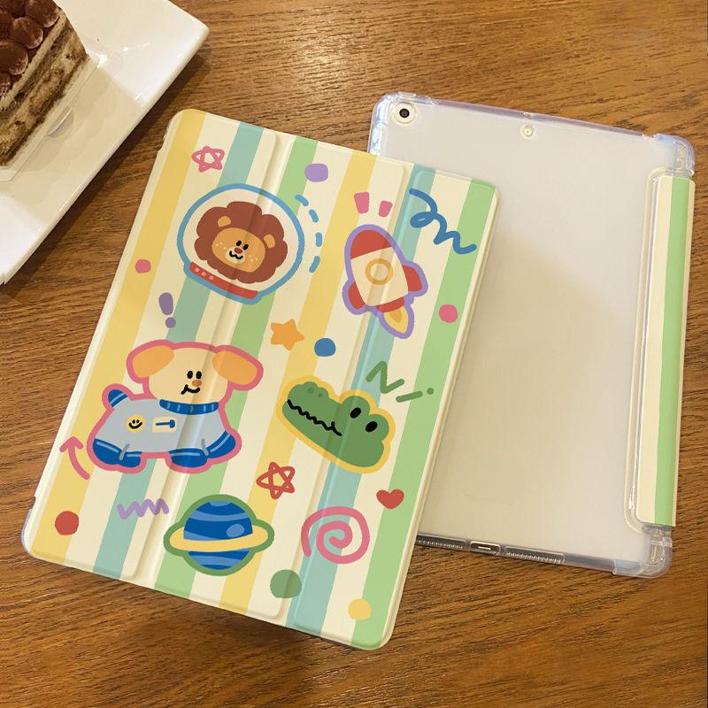 For Smart Case iPad Gen 9 10.2 New High Quality Cute Colorful Cartoon Pattern Tri-fold iPad Case Air 4 10.9 Pro12.9 Air 3 10.5 with Pencil Holder