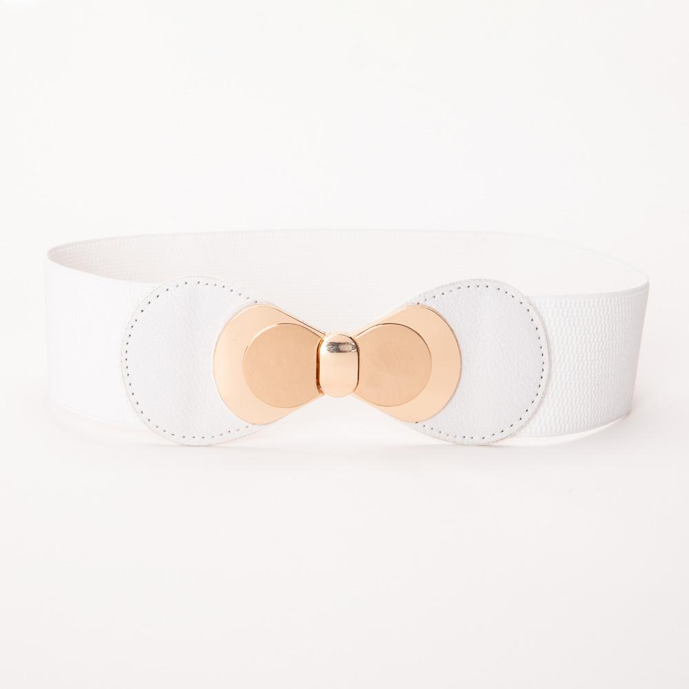 Bow Pair Buckle Elastic Wide Belt Decorative Down Jacket Elastic Waist Seal Slim and Versatile Waist Belt for Women